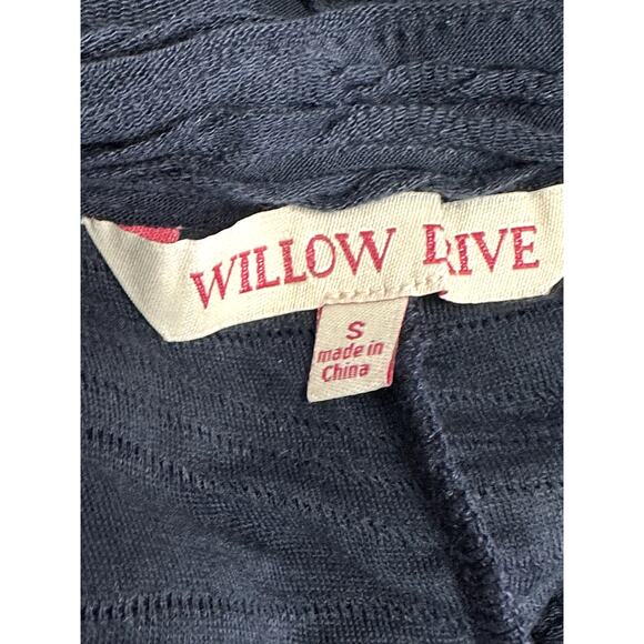 Willow Drive Textured Blouse Short Flutter Sleeves Lightweight Navy Blue S NWT - Picture 9 of 10